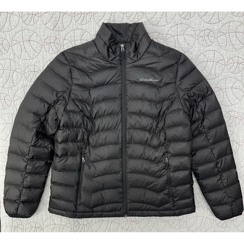 EDDIE BAUER Black 2-Tone Down Puffer Zip Jacket / Women's Large